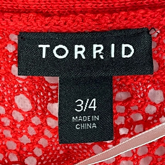 Torrid Crochet Short Sleeve Tie Waist Sweater Vest Tassels Swimsuit coverup - Picture 7 of 11